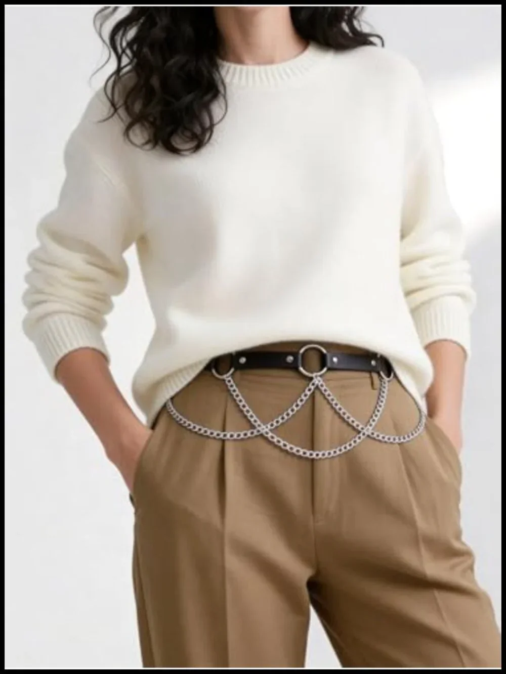 Faux Leather Chain Waist Belt with Alloy Chains, Adjustable Gothic Punk Fashion